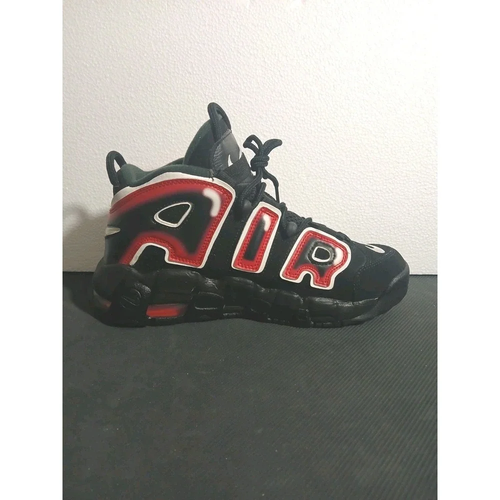 Nike Air More‎ Uptempo Laser Crimson Black  Size 6Y 415082-010
